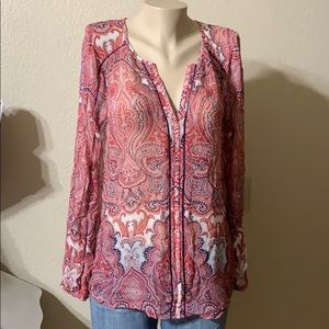 Lucky Brand Top Blouse long sleeve Red Size S